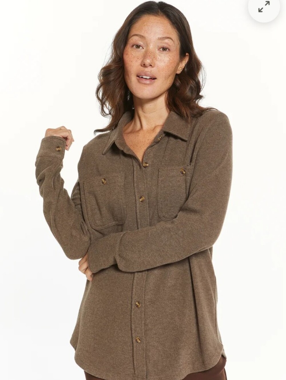 Thread & Supply Brown Heather Lewis Button Up Top Shacket